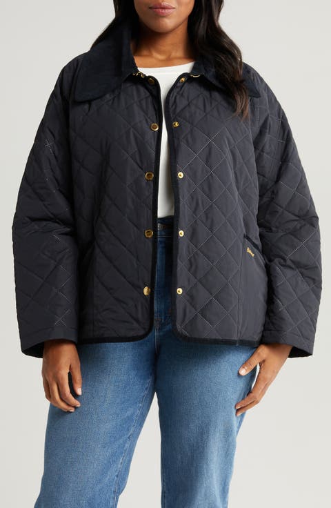 Gosford Velvet Collar Quilted Jacket (Plus)
