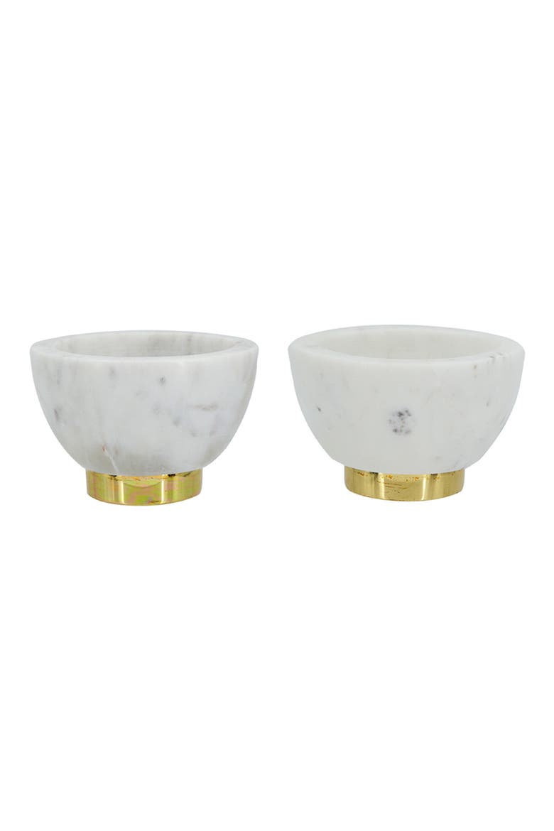 Set of 2 Marble Bowls, Main, color, WHITE/ GOLD