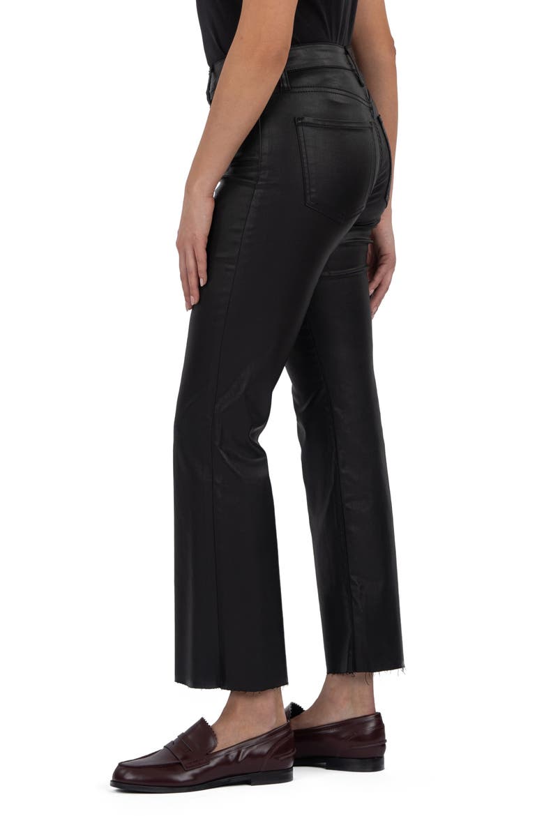 Kelsey Coated High Waist Raw Hem Kick Flare Jeans, Alternate, color, BLACK