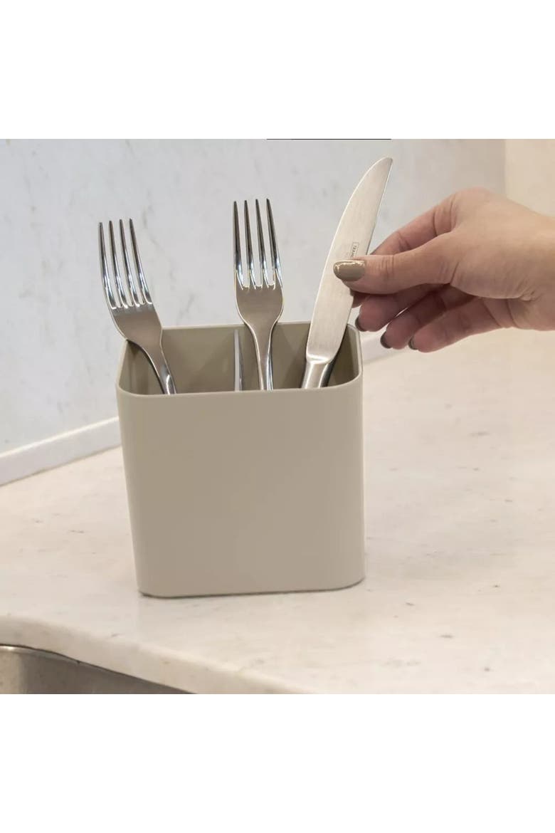 Durable Scratch Resistant Nonslip Utensil Holder with Removable Divider, Alternate, color, Beige