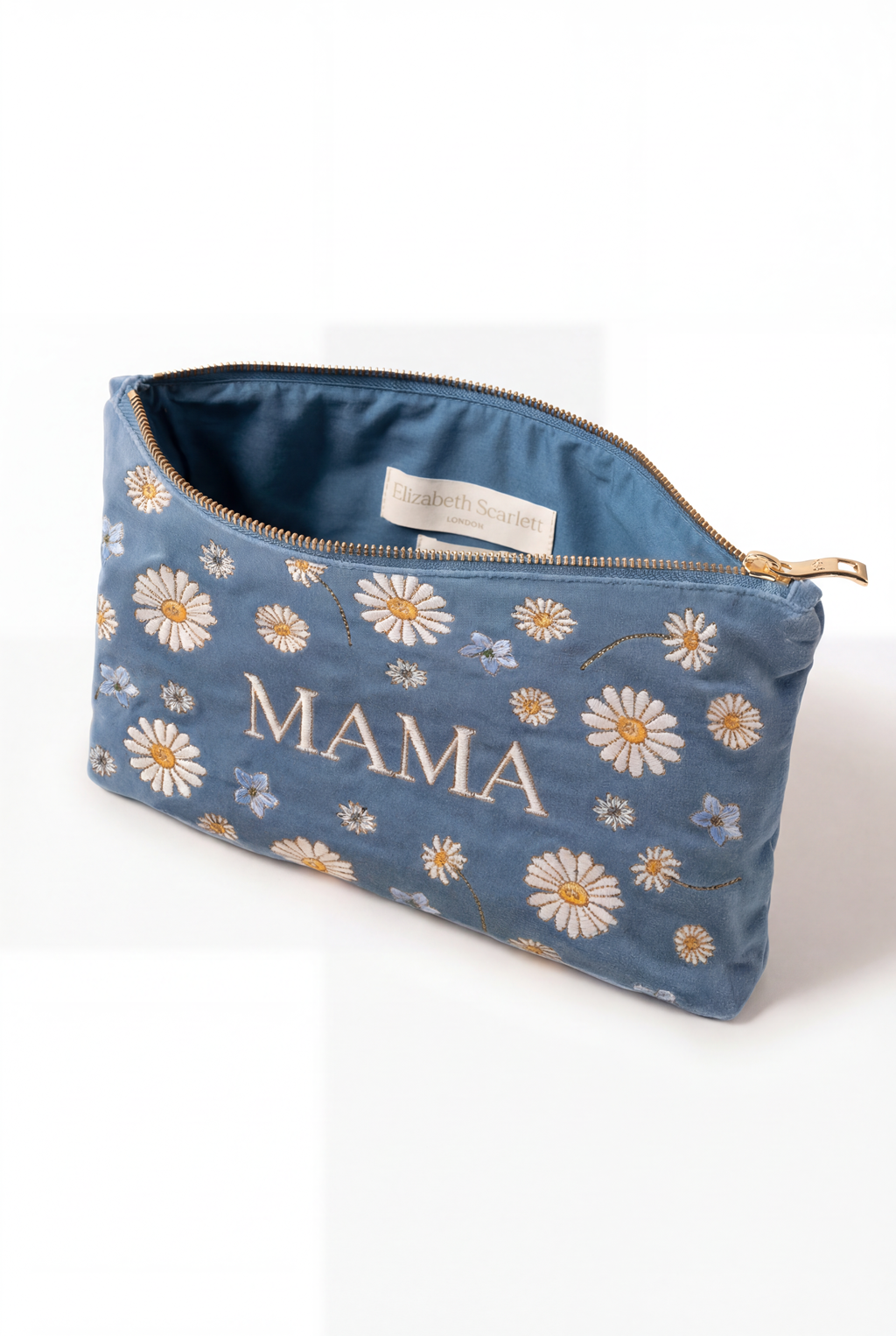 Elizabeth Scarlett Daisy Dream Mama Velvet Everyday Pouch, Alternate, color, Blue