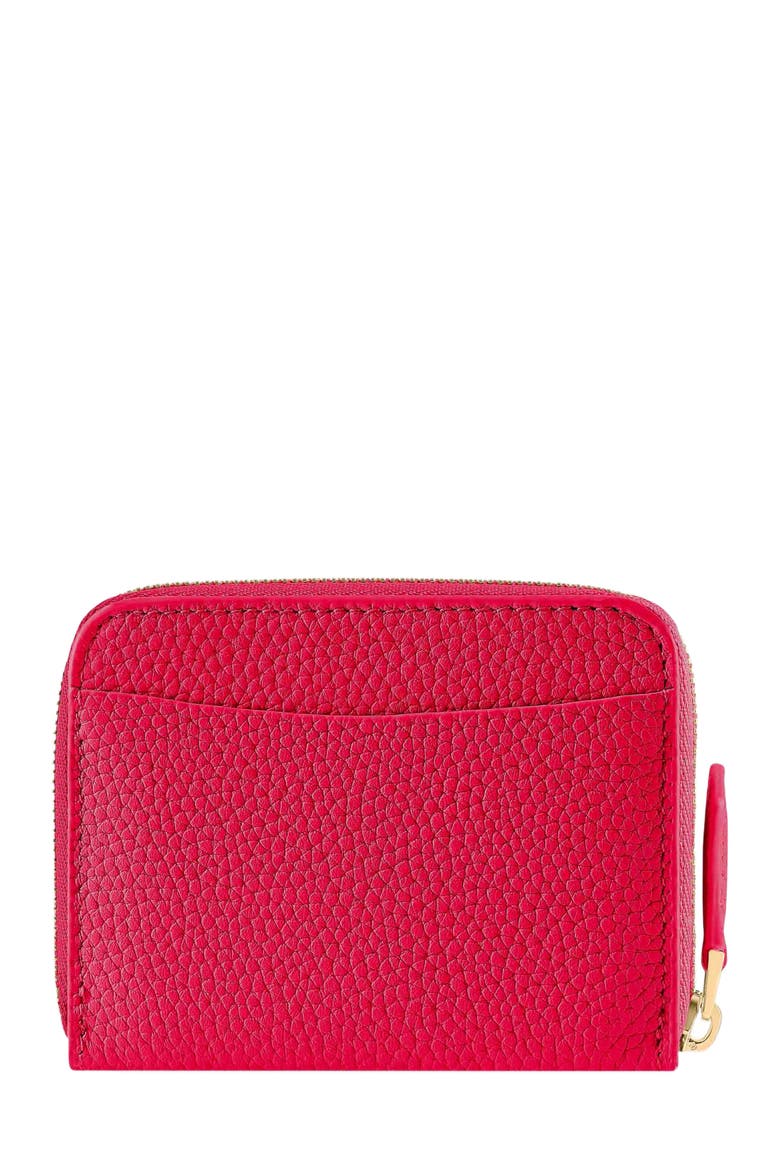Small Leather Zipped Wallet, Alternate, color, Shibuya Fuchsia