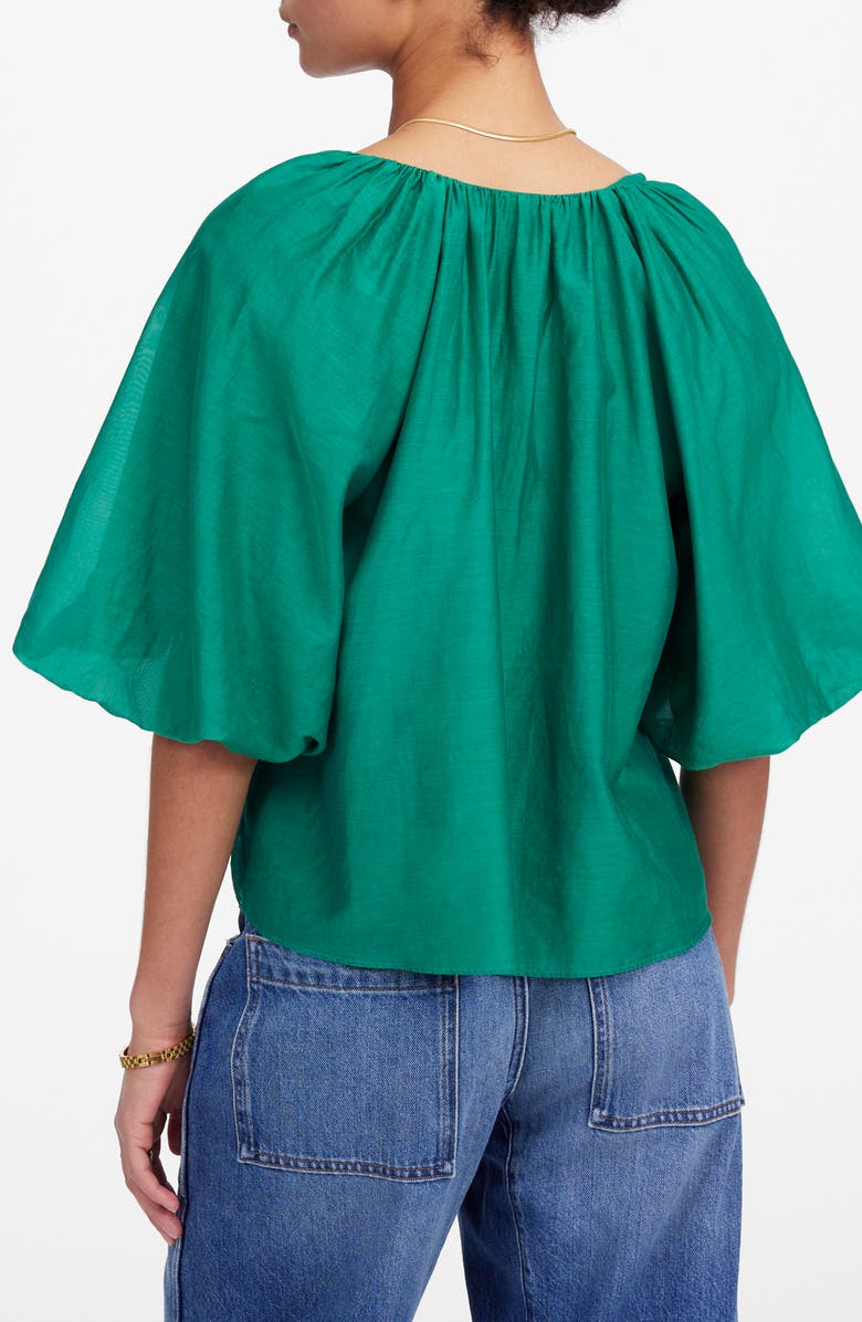 Madewell Bubble Sleeve Top, Alternate, color, Verdant Green