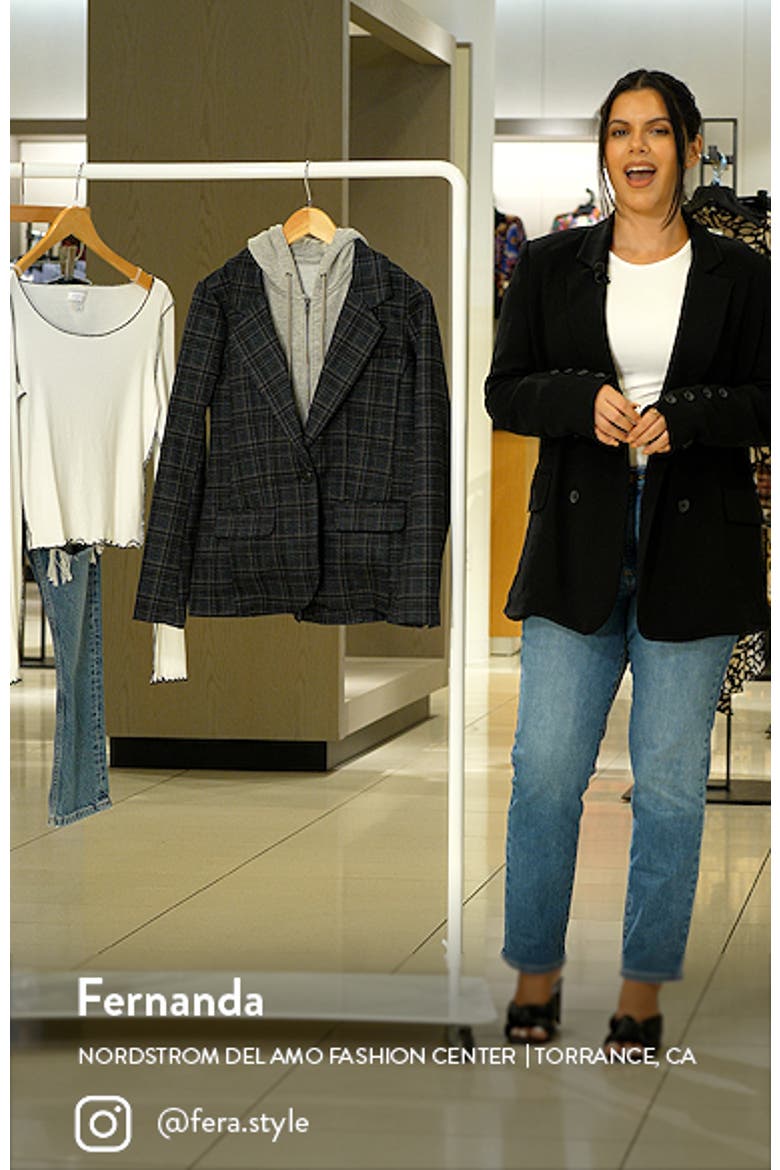 Plaid Boyfriend Blazer with Removable Hoodie Bib video