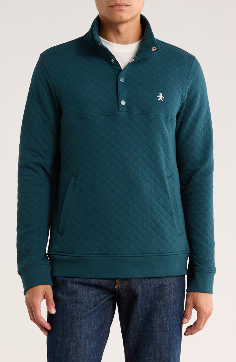Original Penguin Quilt Stitch Button Half Jacket, Main, color, Refelecting Pond