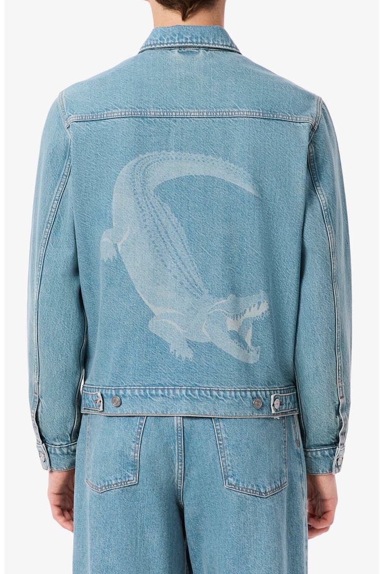 Crocodile Logo Denim Jacket, Alternate, color, WASHED BLEACH