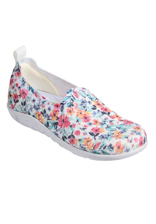 Comfortview The Ivan Arch Slip On Flat in White Floral at Nordstrom, Size 8