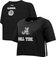 PRO STANDARD Women's Pro Standard Black Alabama Crimson Tide Rhinestone & Pearl Boxy Cropped T-Shirt