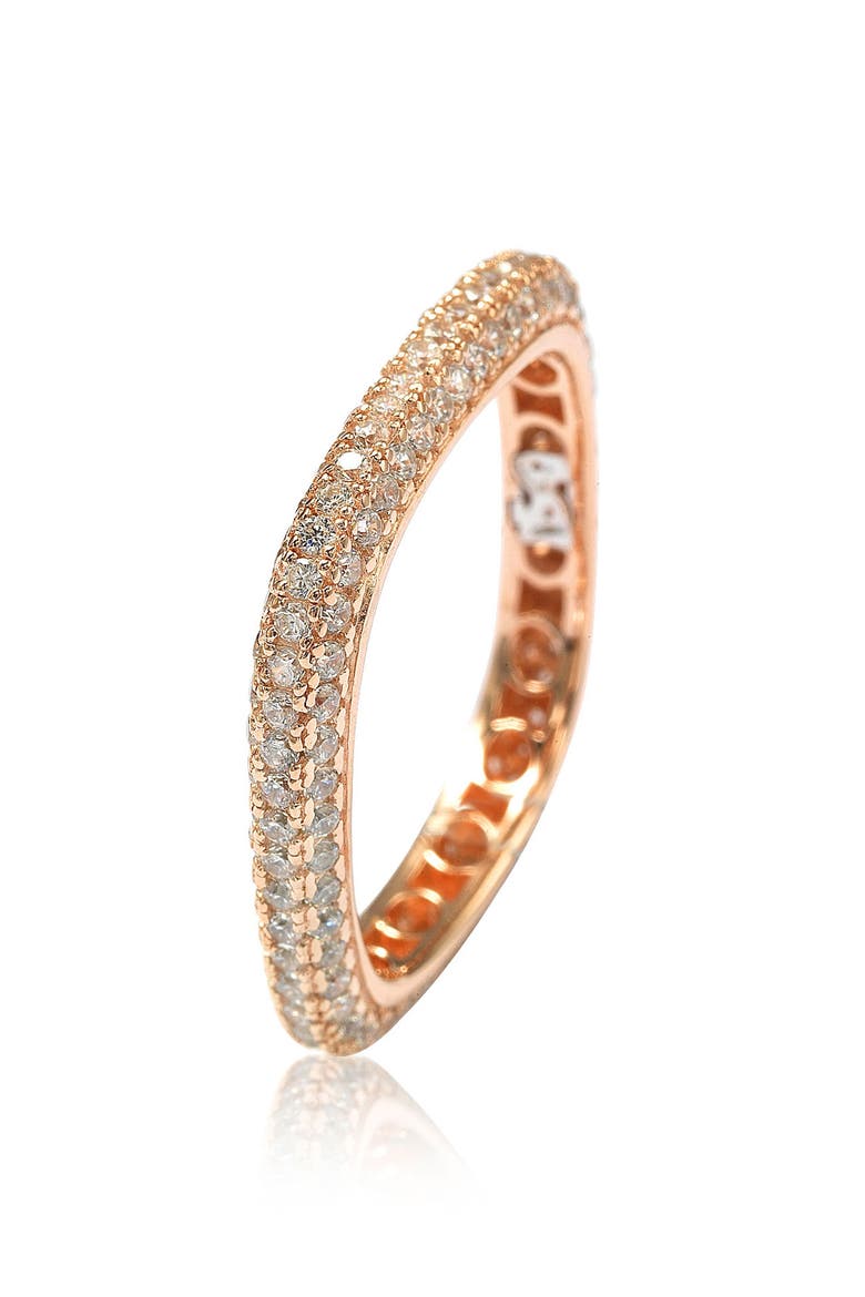 14K Rose Gold Plated Sterling Silver Square Stackable Eternity Band Ring, Alternate, color, ROSE
