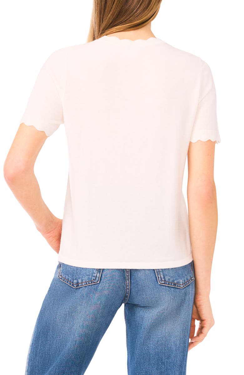 CeCe Scallop Neck Sweater, Alternate, color, New Ivory