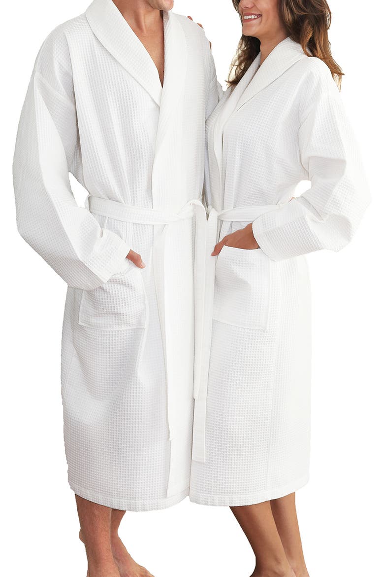 Waffle Weave Bathrobe, Alternate, color, WHITE