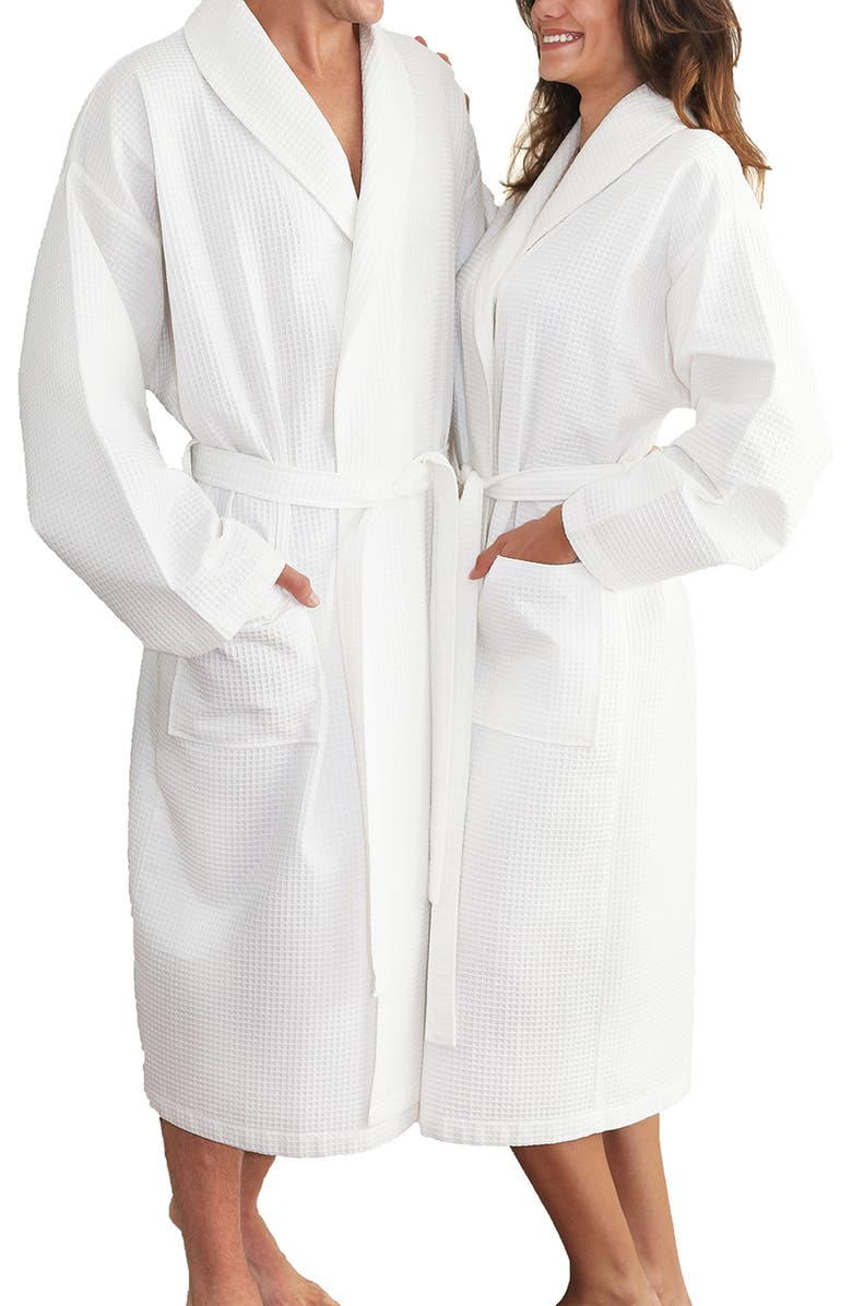 Linum Home Textiles Waffle Weave Bathrobe, Alternate, color, White
