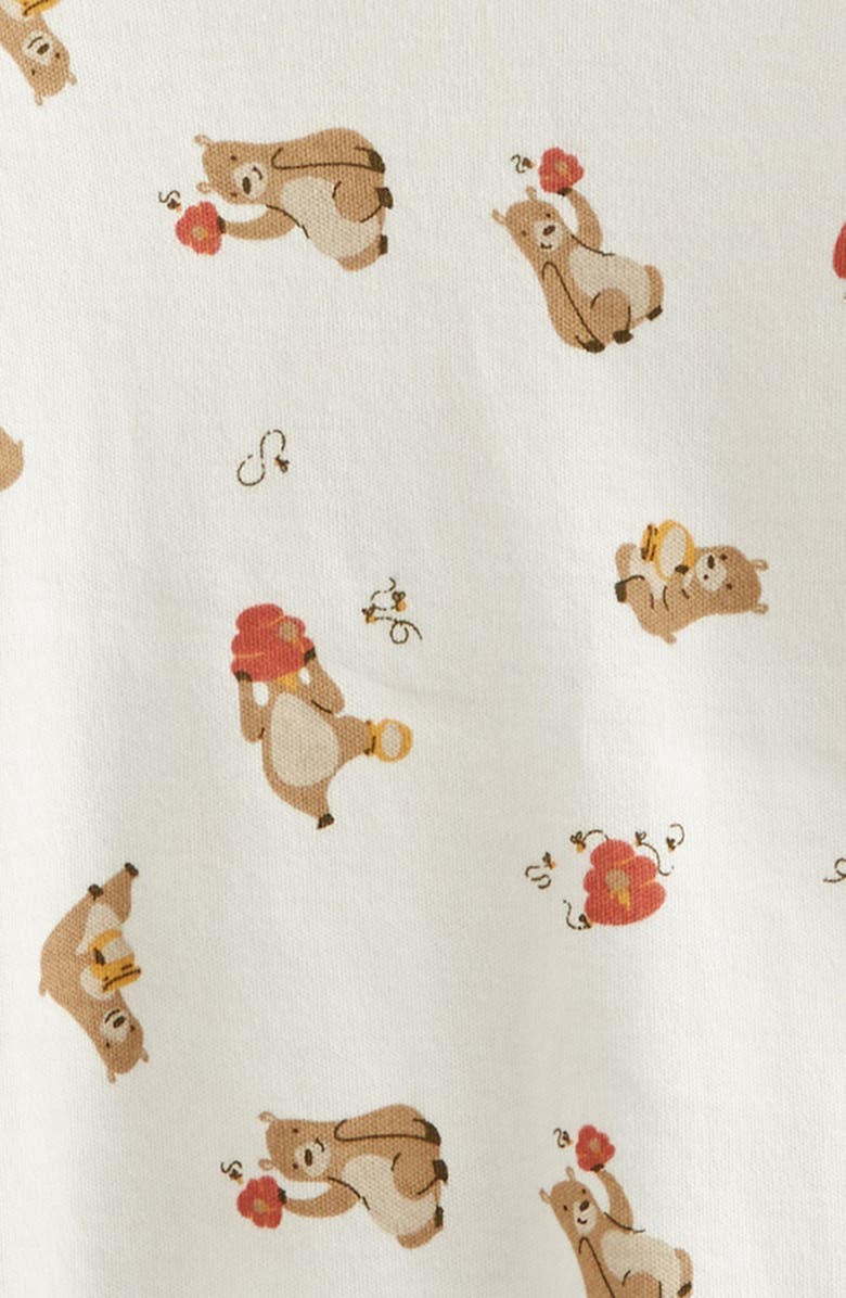 Nordstrom Print Zip Footie & Beanie Set, Alternate, color, Ivory- Yellow Honey Bears