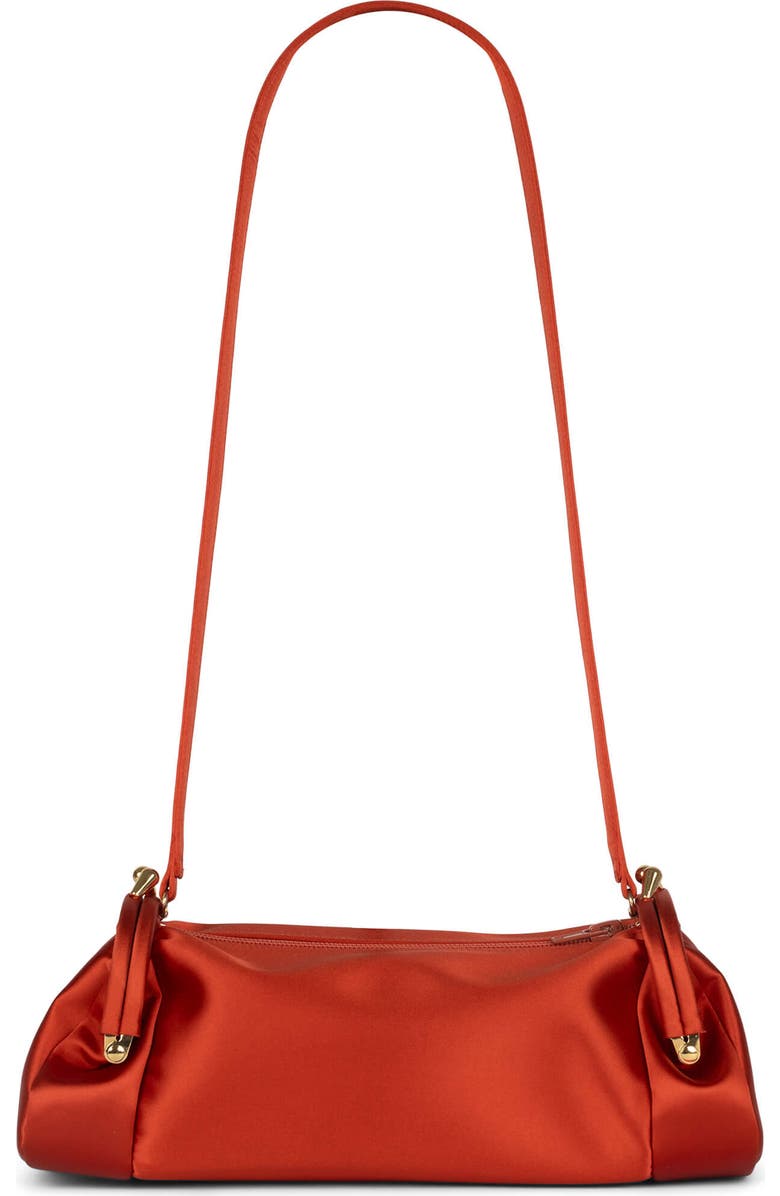 Jeffrey Campbell On-Sunset Satin Shoulder Bag, Main, color, Orange Satin Gold