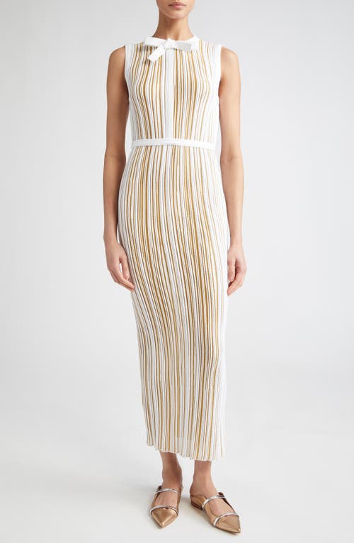 Giambattista Valli Bow Trim Sleeveless Knit Dress in Gold/Ivory  product
