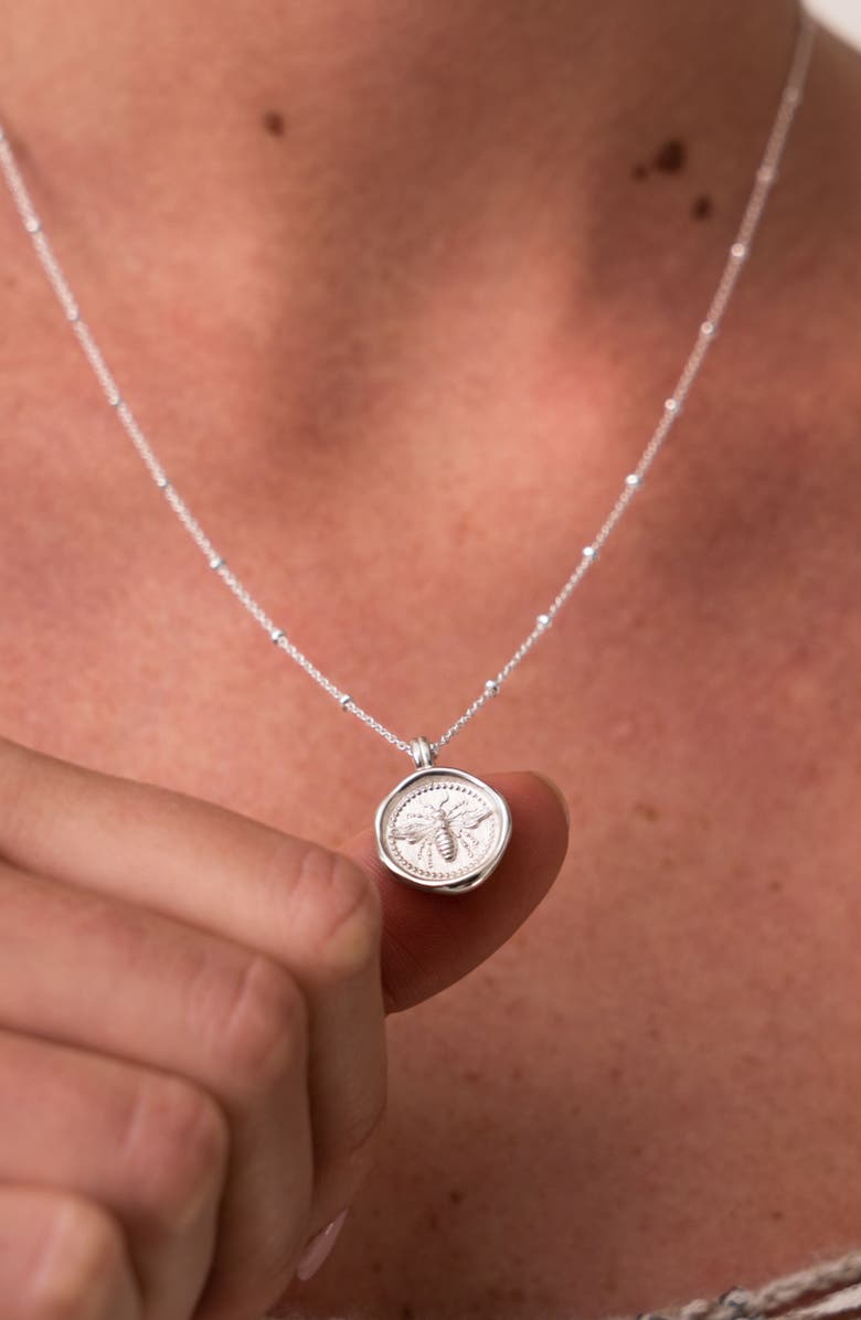 Dower & Hall Queen Bee Talisman Necklace, Alternate, color, Sterling Silver