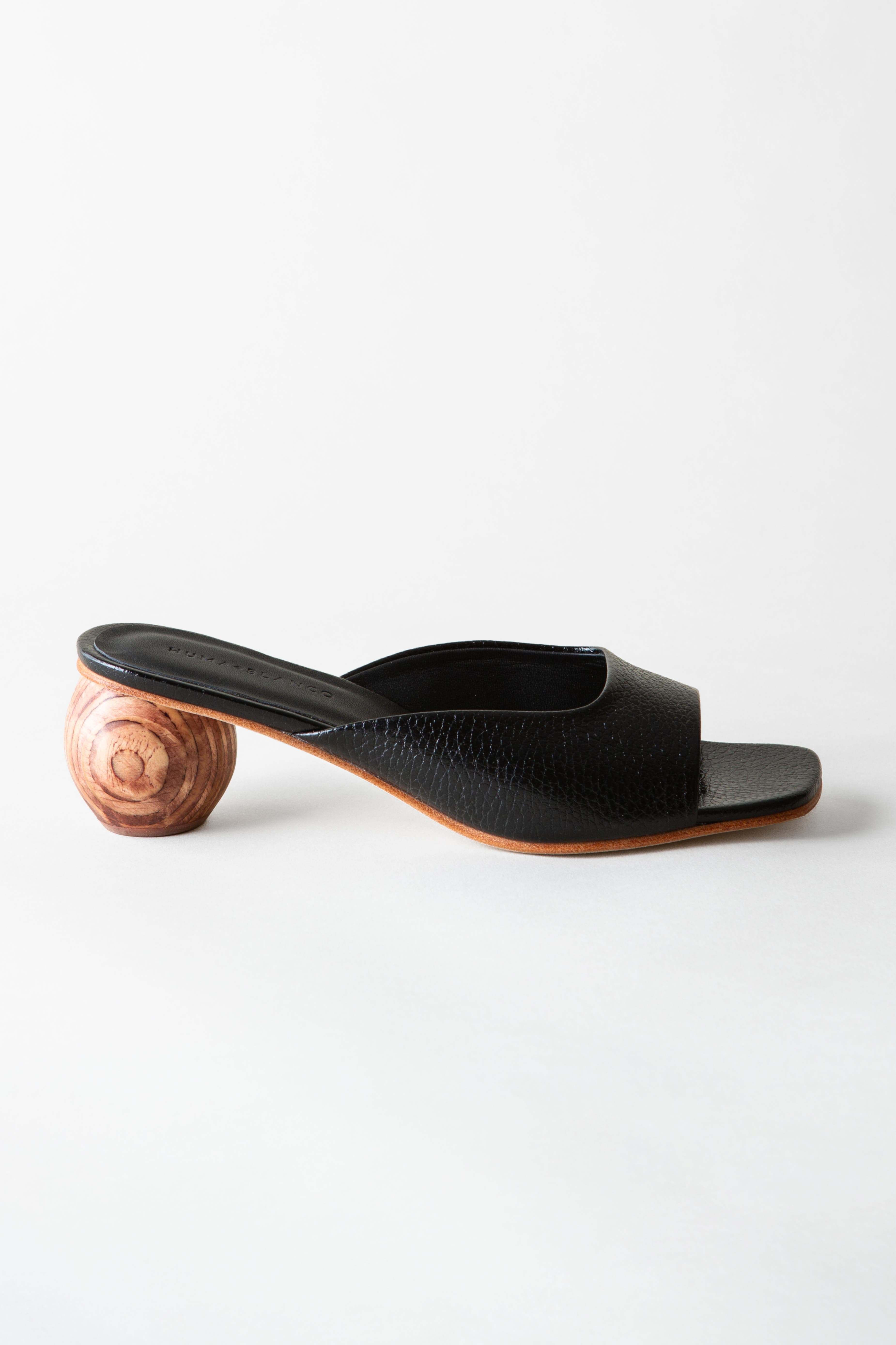 Noa Slide Sandal, Alternate, color, Pebbled Coal Patent