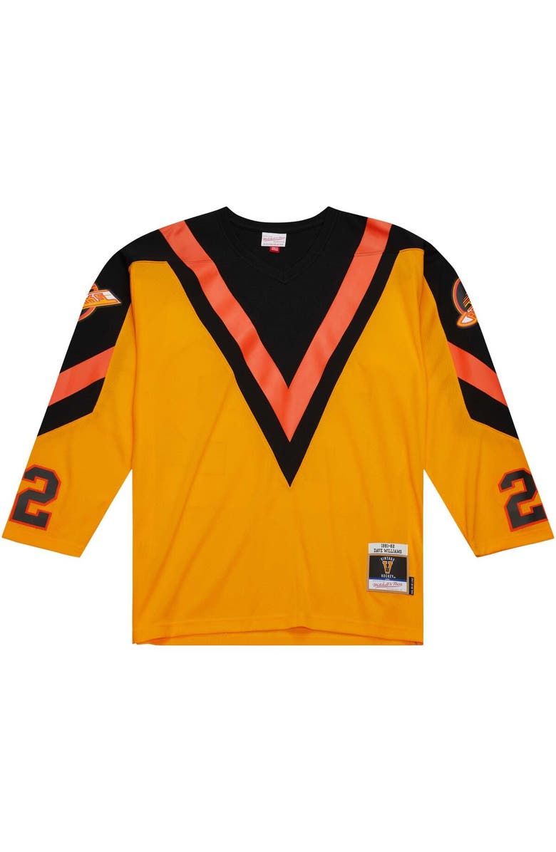 Mitchell & Ness Men's Mitchell & Ness Dave Williams Yellow Vancouver Canucks Men's 1981/82 Blue Line Player Jersey, Alternate, color, 
