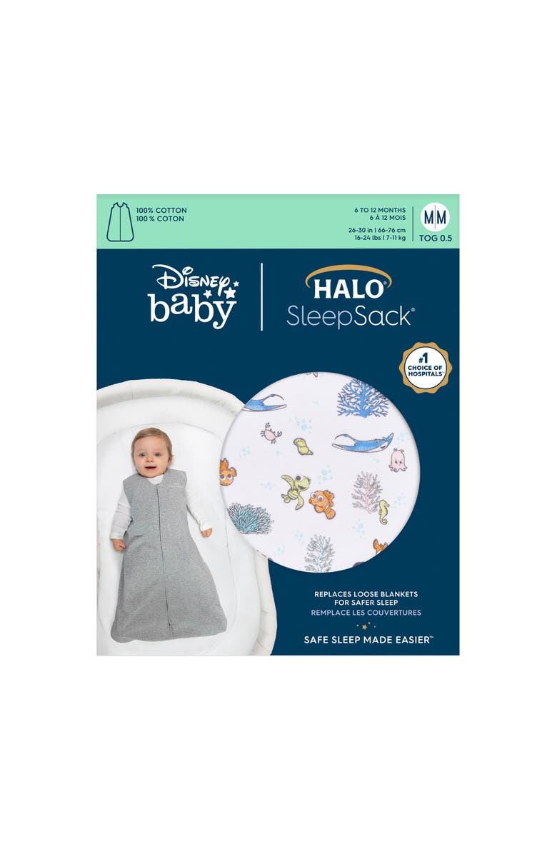 HALO Disney 100% Cotton 0.5 TOG Sleepsack Wearable Blanket, Swaddle Transition Sleeping Bag, Alternate, color, Nemo Tie Dye