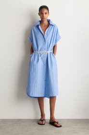 COS Striped Short-sleeved Cotton Shirt Dress