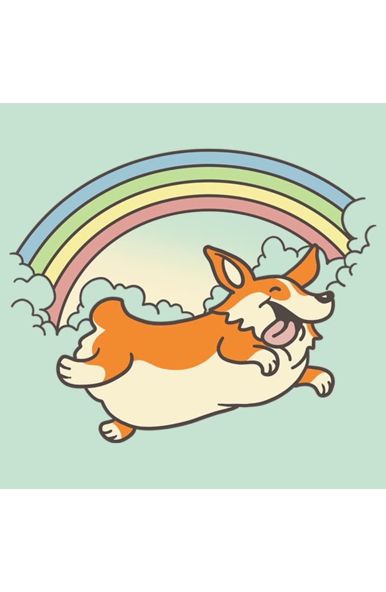 Lost Gods Girl's Lost Gods Cloudy Rainbow Corgi  Graphic T-Shirt, Alternate, color, Mint