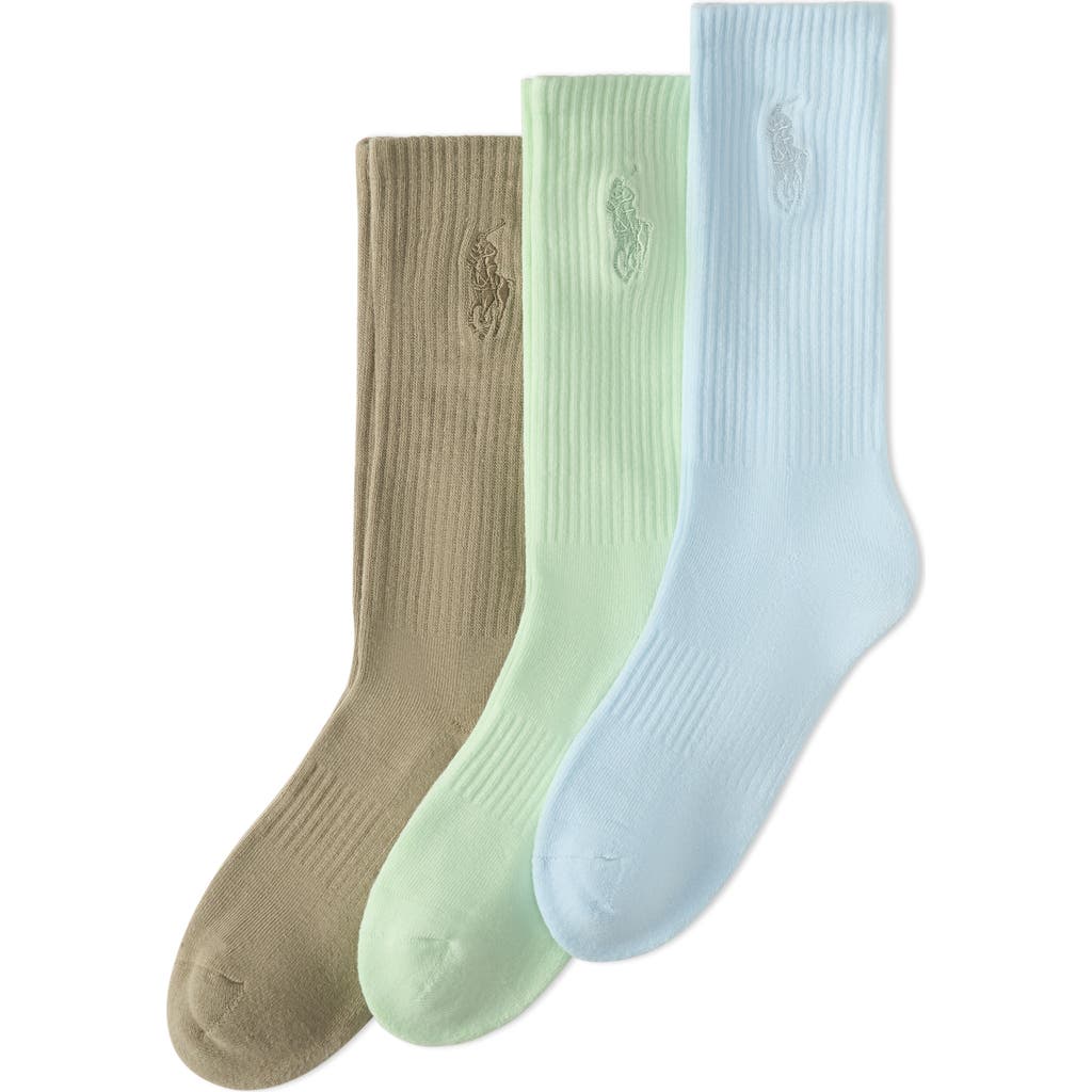 Polo Ralph Lauren Assorted 3-pack Washed Cotton Blend Crew Socks In Multi