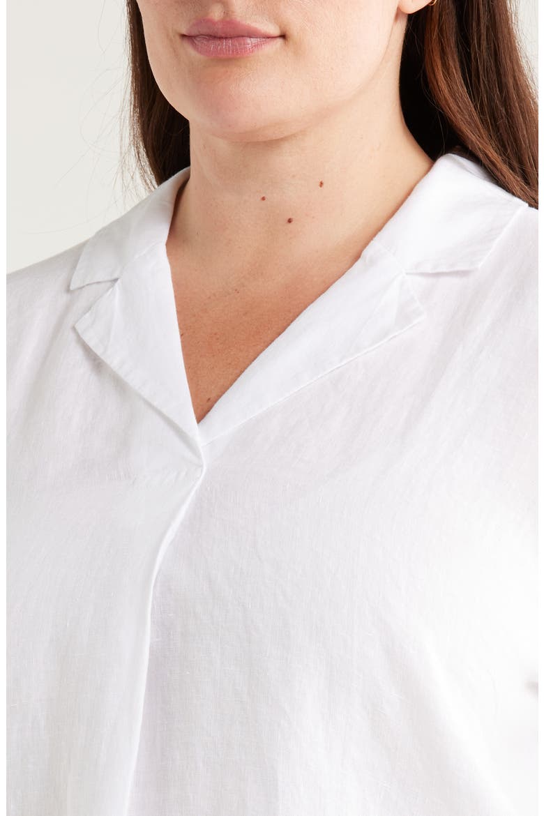 Cuffed Cap Sleeve Organic Linen Top, Alternate, color, WHITE