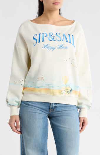 Vinyl Icons Sip & Sail Off The Shoulder Sweatshirt