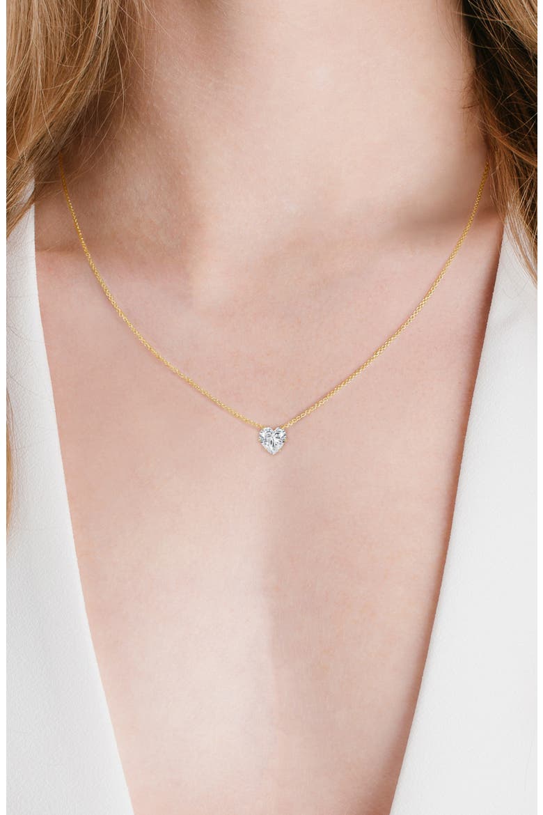 Adore Cubic Zirconia Heart Pendant Necklace, Alternate, color, 18KYG/ CLEAR STONE