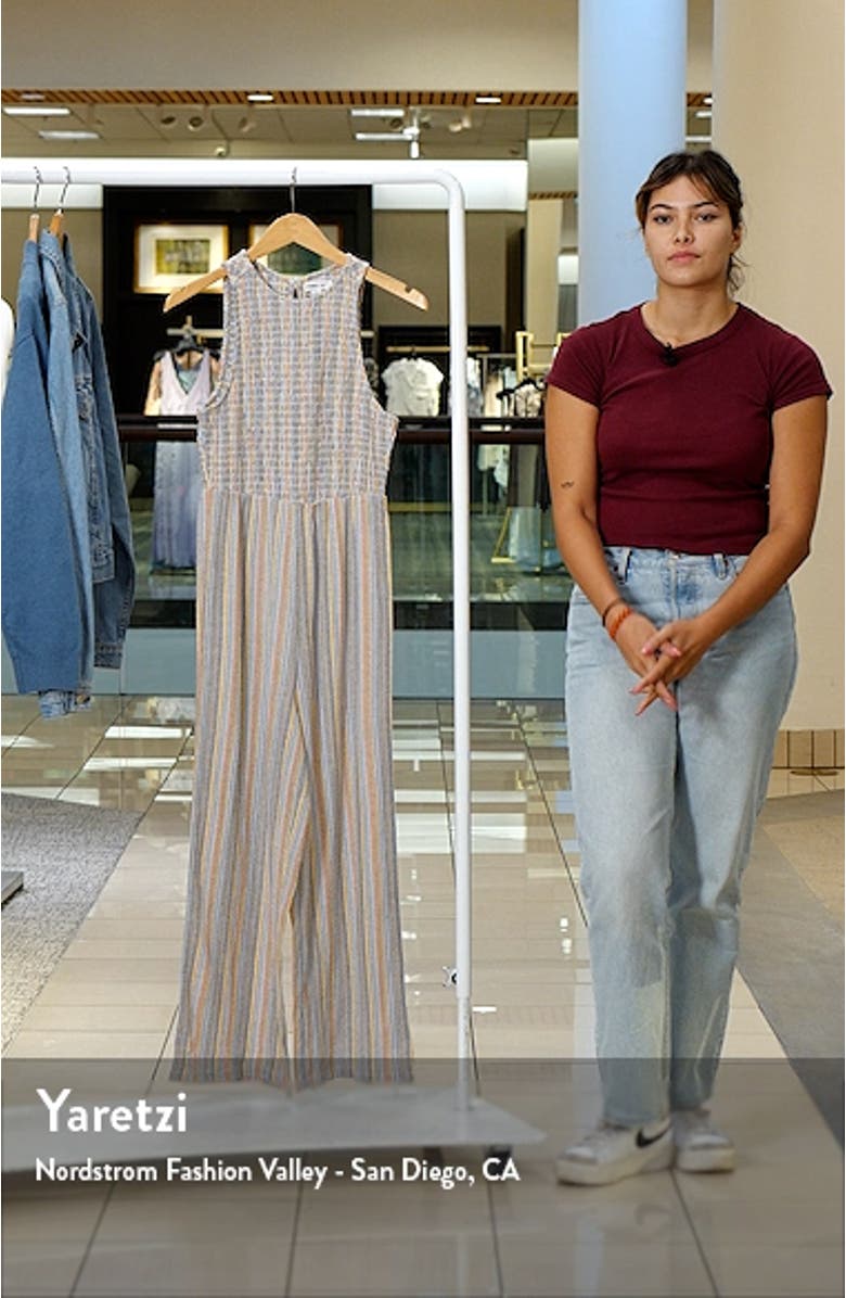 Dellora Stripe Smocked Jumpsuit, sales video thumbnail