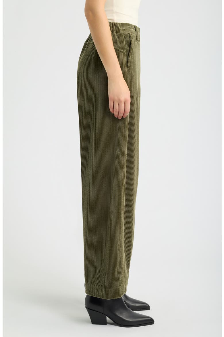 Skyrise Barrel Leg Corduroy Pants, Alternate, color, FOREST MOSS