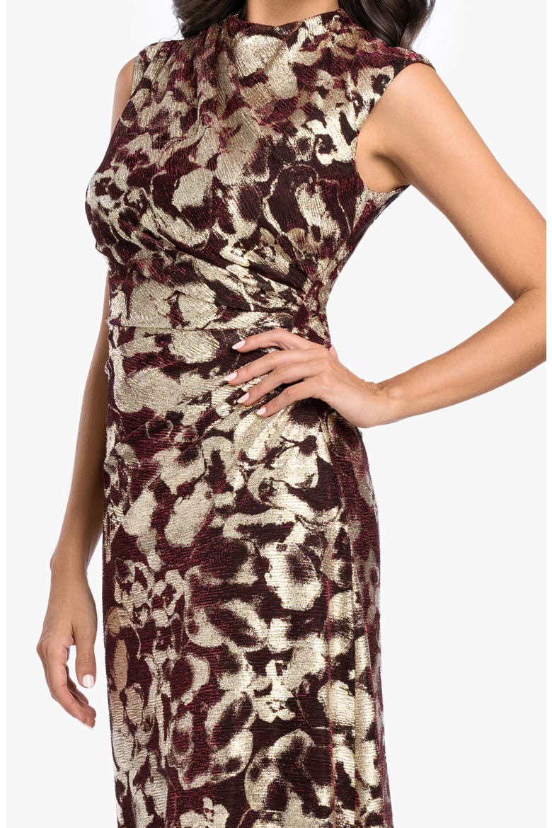 Crinkled Ruched Gown, Alternate, color, WINE/ GOLD