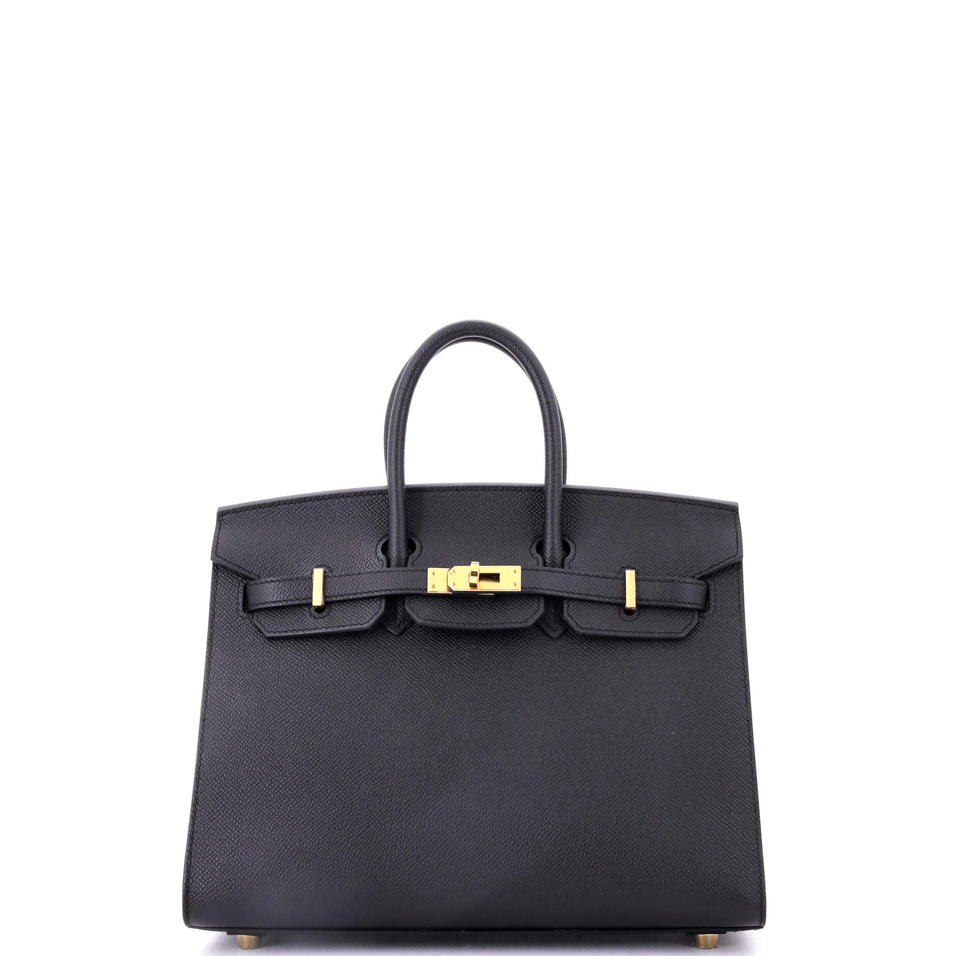 Pre-Owned Hermes Birkin Sellier Bag Black Epsom with Gold Hardware 25, Main, color, 