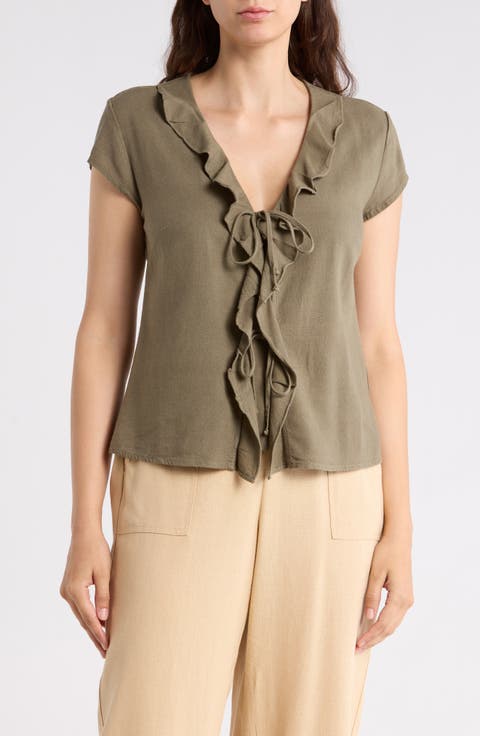 Ruffle Tie Front Top