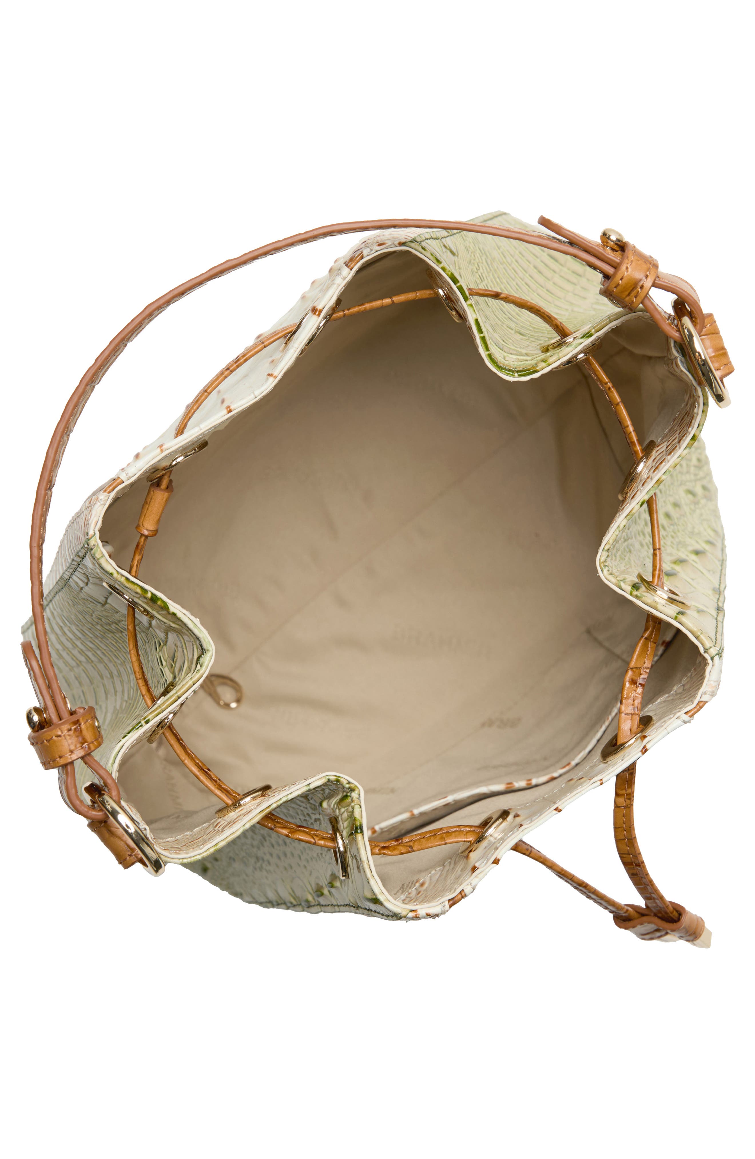 Brahmin Melinda Colorblocked Croc Embossed Leather Bucket Bag, Alternate, color, 