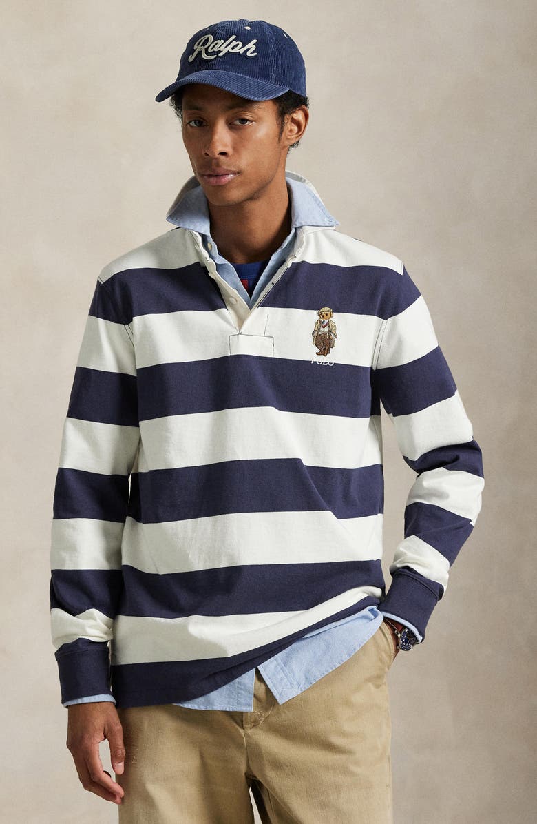Polo Ralph Lauren Polo Bear Stripe Rugby Shirt, Alternate, color, 