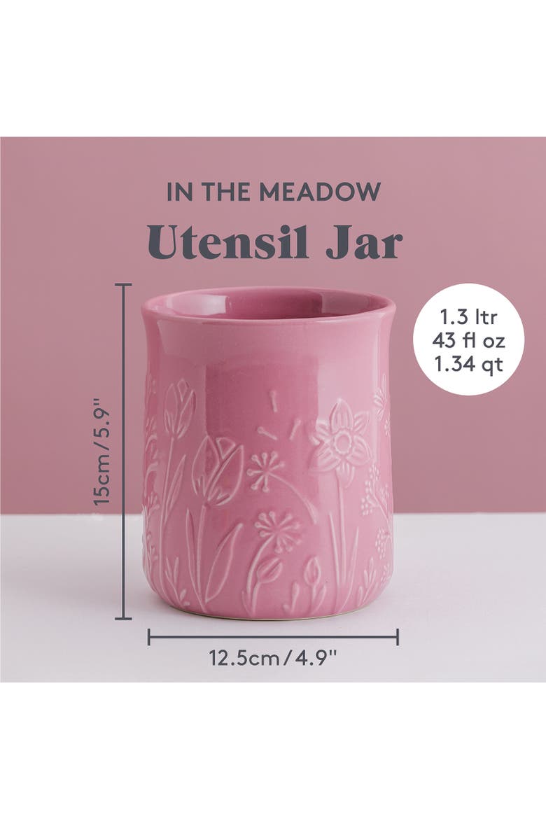 In The Meadow Utensil Crock, 6" x 5", Alternate, color, Pink