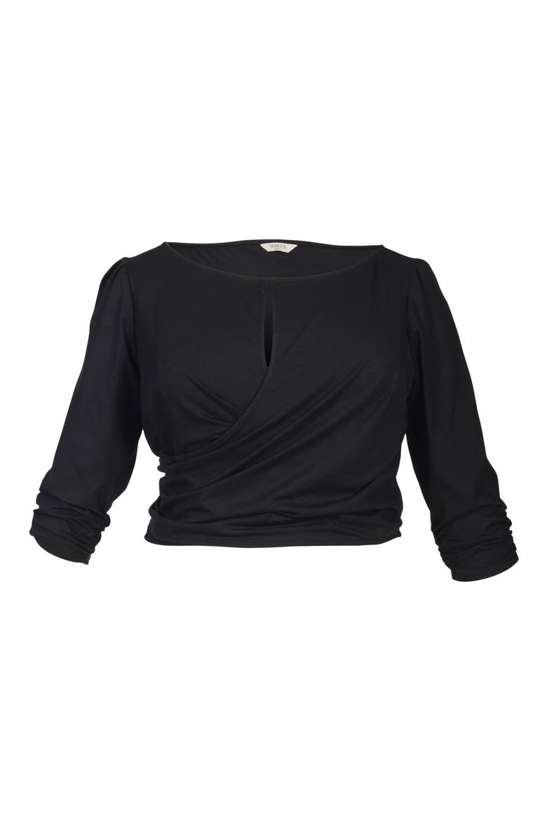 Tamara Keyhole Wrap Top, Alternate, color, BLACK