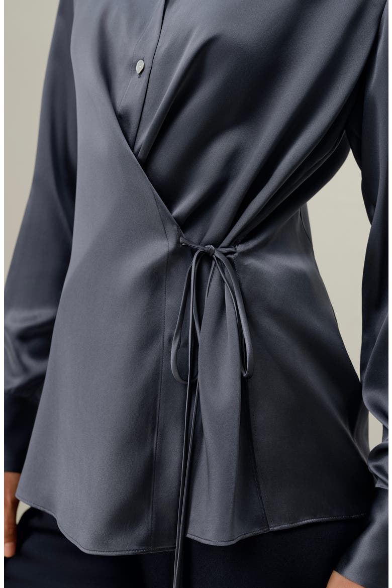Women's Convertible Silk Charmeuse Shirt, Alternate, color, Night Lake