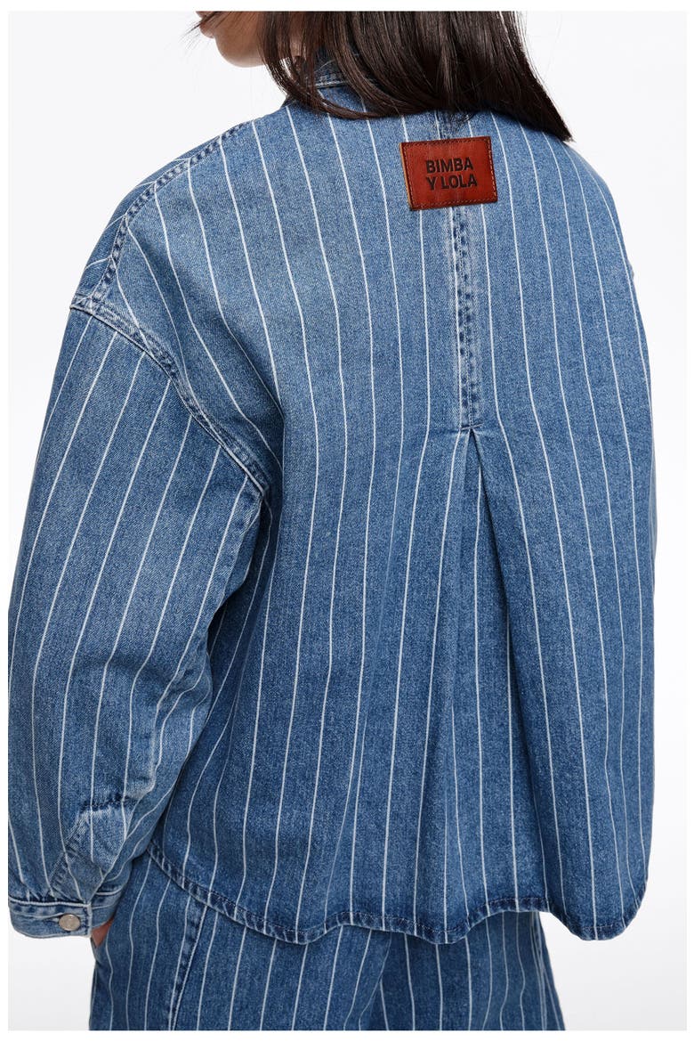 A-line Washed Denim Jacket, Alternate, color, DENIM BLUE