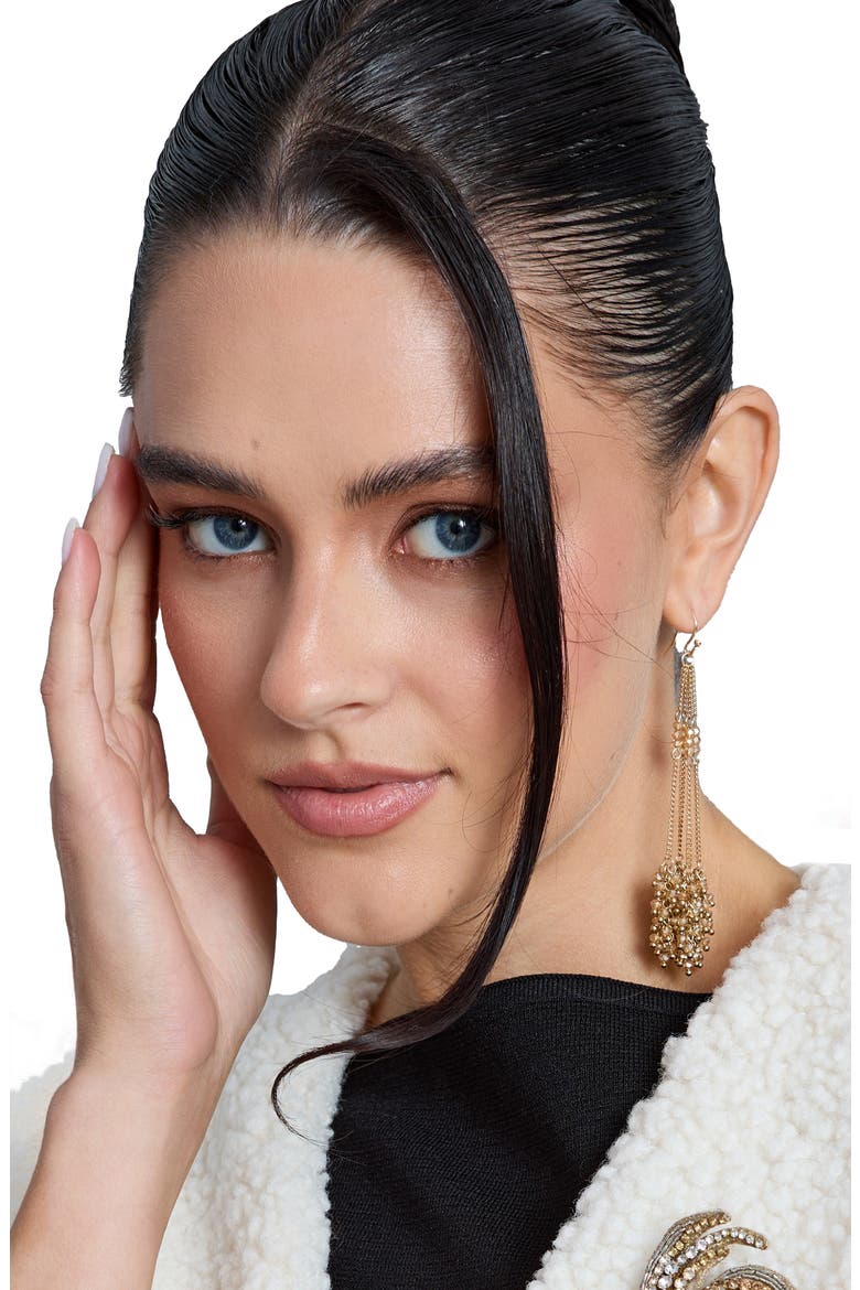 Cluster Tassel Drop Earrings, Alternate, color, GOLD