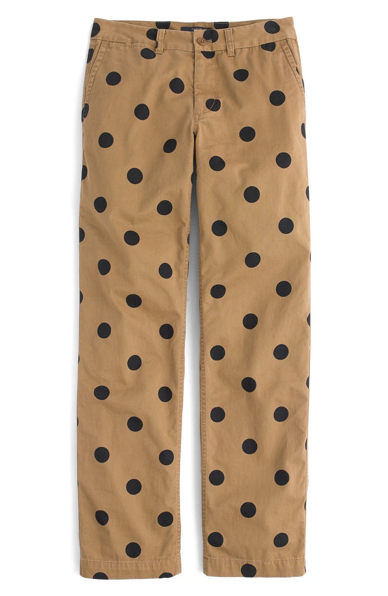 J.Crew Polka Dot Boyfriend Chino Pants, Alternate, color,