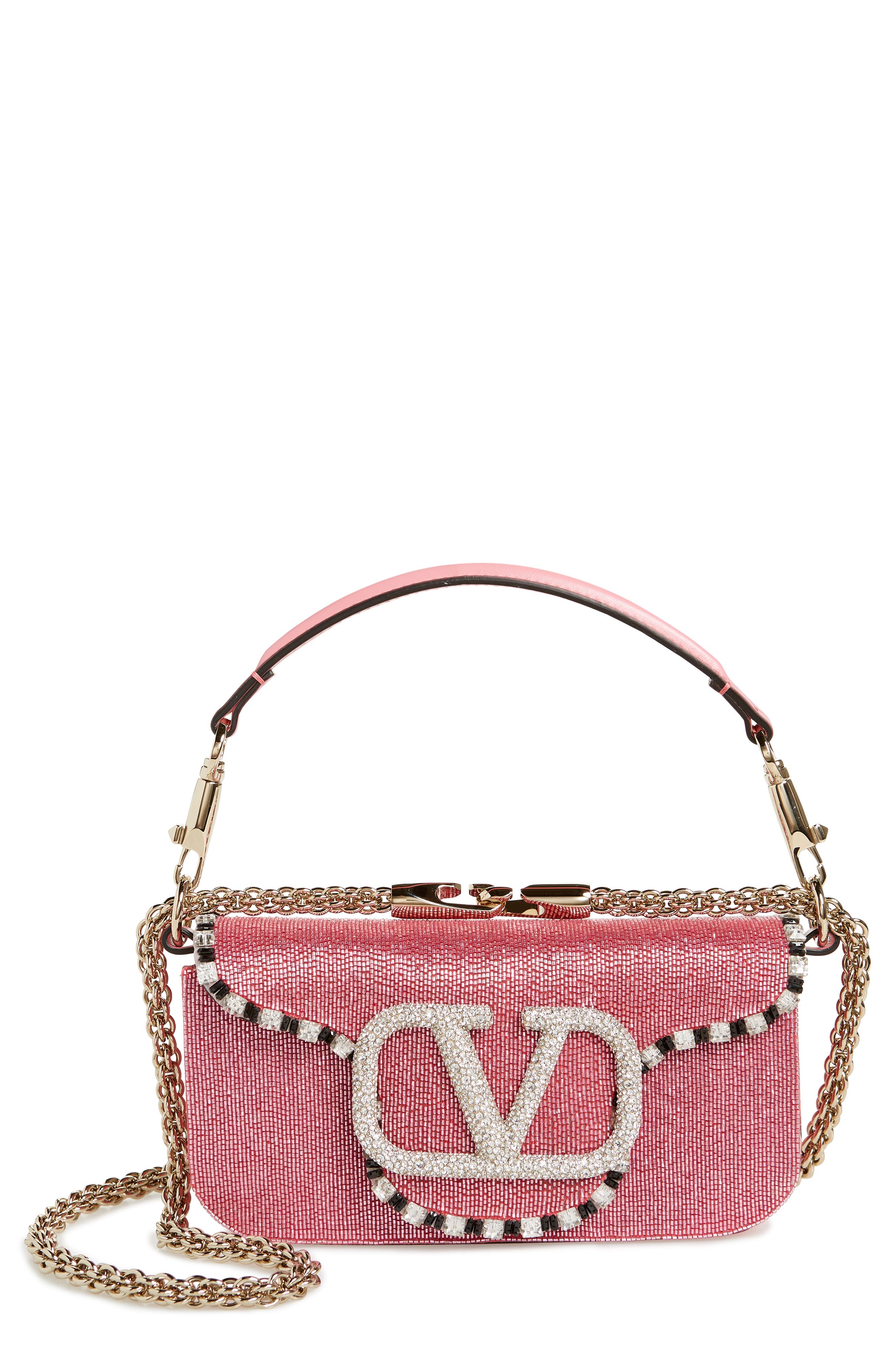 Valentino Garavani Small Locò Embellished Silk Shoulder Bag, Main, color, 