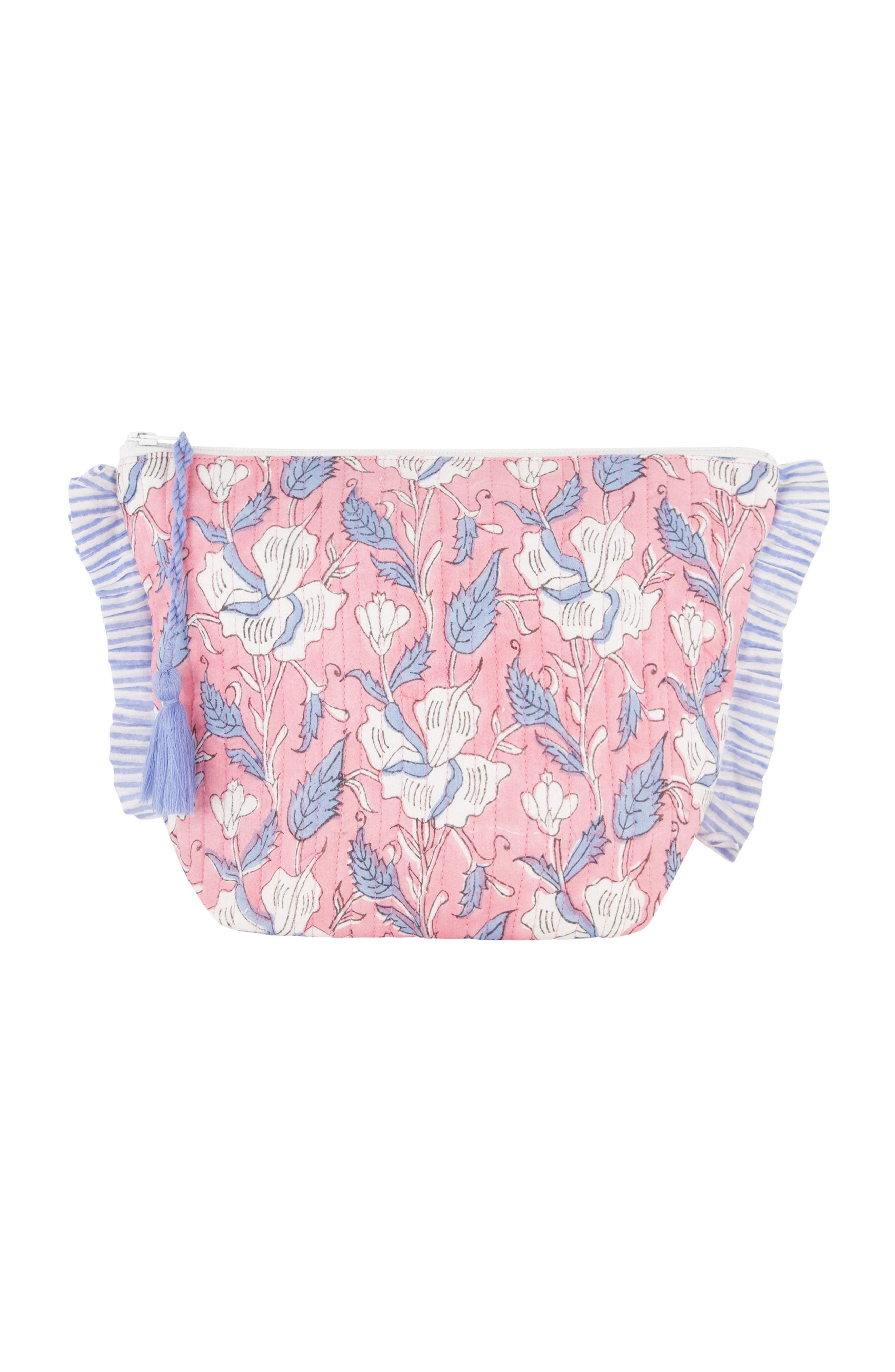 La Plage Ruffle Pouch, Main, color, Pink