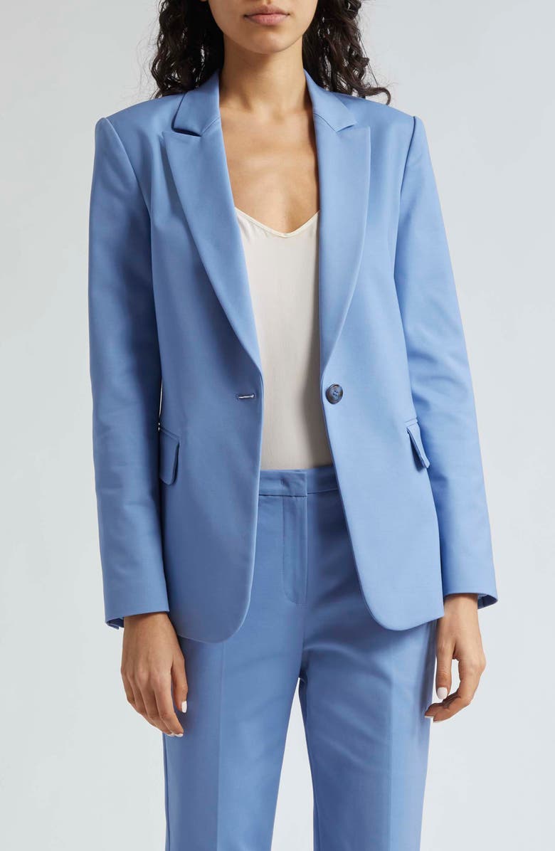 Emporio Armani Cotton Couture One-Button Blazer, Main, color, Solid Light Blue