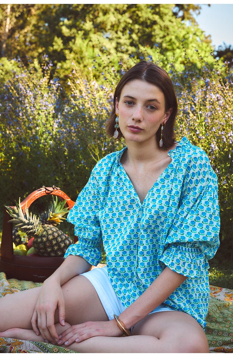 Ro's Garden Rachel Shirt, Alternate, color, Blue Asahi