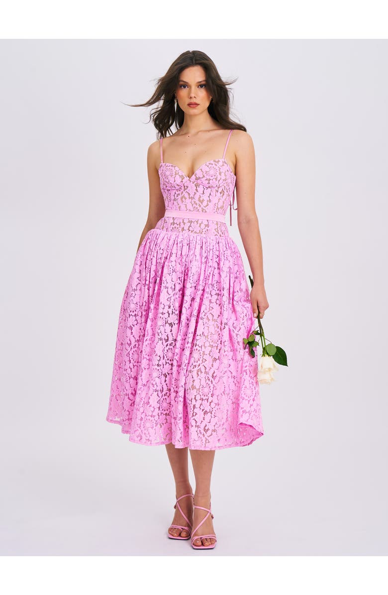 Miss Circle Lorena Lace Drop Waist Midi Sundress, Main, color,