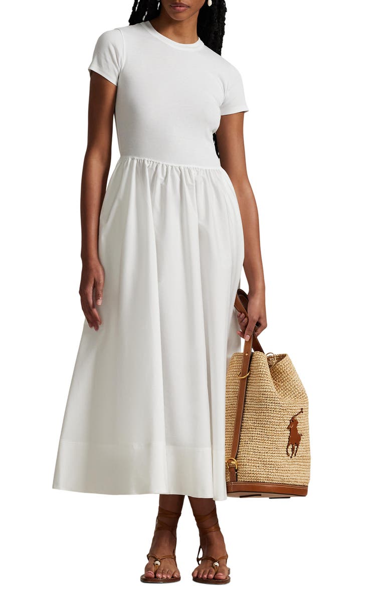 Polo Ralph Lauren Short Sleeve Cotton Midi Dress, Main, color,