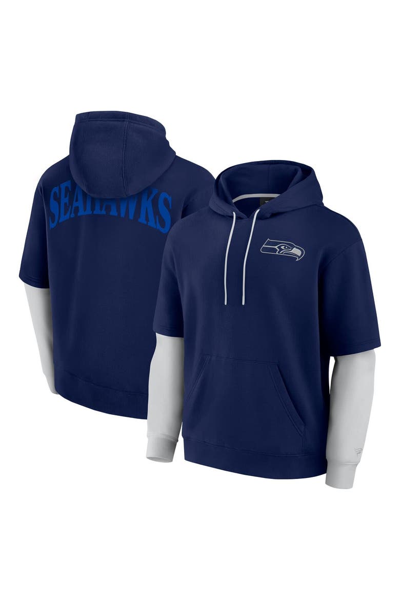 Unisex Fanatics  College Navy Seattle Seahawks Sleek Elements Pullover Hoodie, Main, color, College Navy