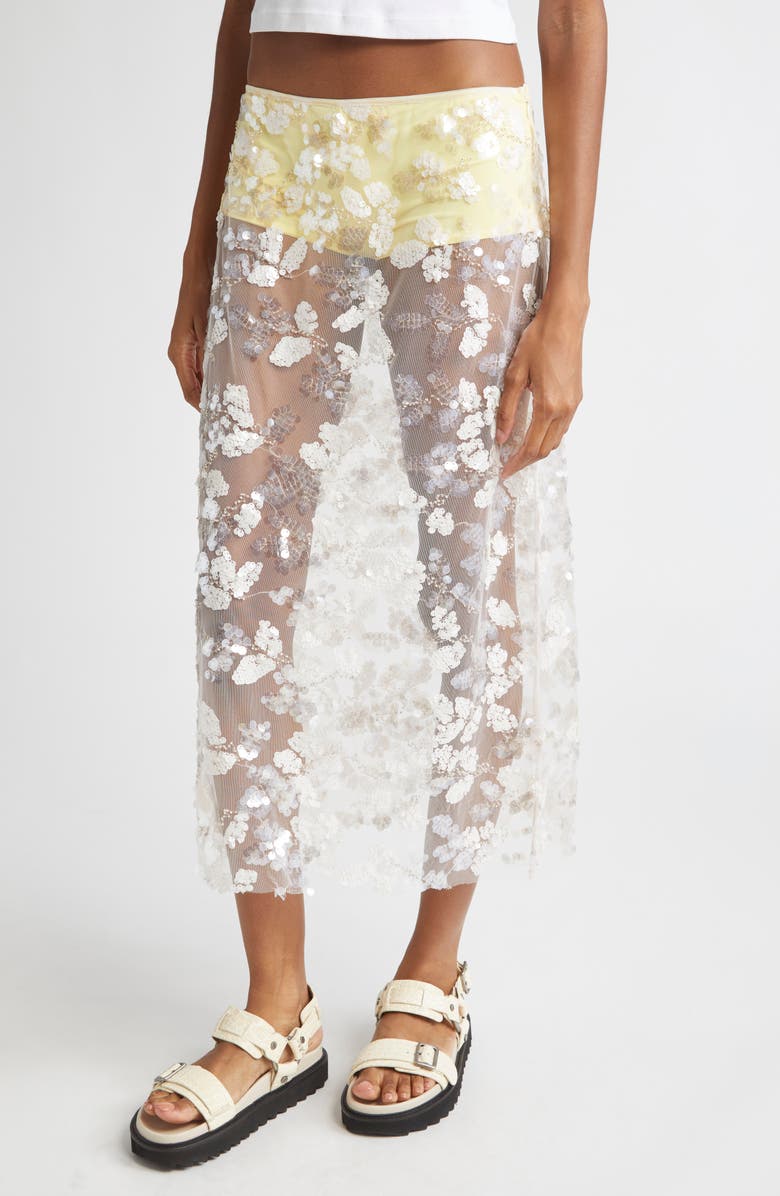 Siedrés Wells Sequin Embellished Tulle Midi Skirt, Alternate, color,